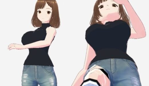 【無料で読める？】黒いノースリーブにデニムのショートパンツのお姉さん（セリフなし  3DCGモデル  イラスト集） 【パイアールフロンティア】