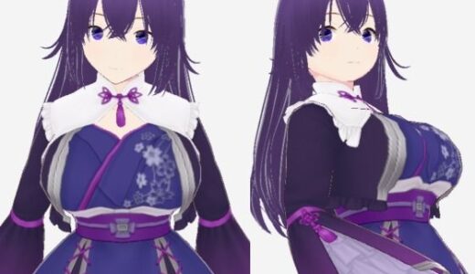 【無料で読める？】青紫の和模様ドレスの巨乳美女（セリフなし  3DCGモデル  イラスト集） 【アフェアーアモーレ】