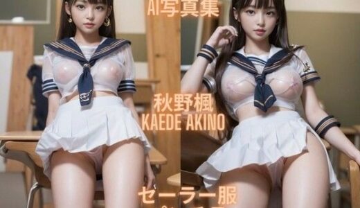 【無料で読める？】AI写真集 秋野楓 Kaede Akino セーラー服パンチラ 【Premium AI Girls】