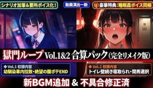【無料で読める？】獄門ループ Vol.1＆2合算パック 〜車内拉致・トイレ壁越し・腹ボテ屈服バッドエンド〜【購入特典:ツンデレ看病＆睡眠姦ボイス付き】 【ダダ太郎】