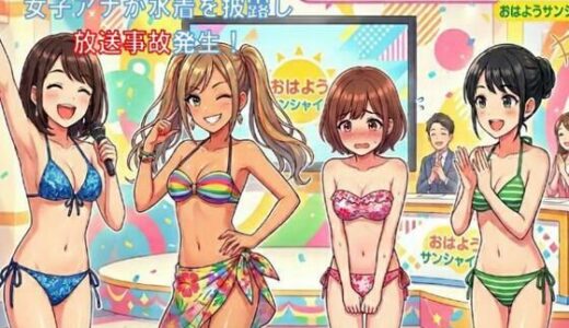 【無料で読める？】朝の情報番組で水着ショー。女子アナが水着を披露し放送事故発生！ 【CMNFリアリズム】