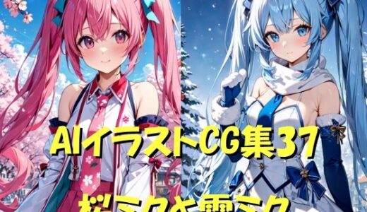 【無料で読める？】AIイラストCG集37  桜ミクと雪ミク 【ドンガラAI美少女イラスト支部】